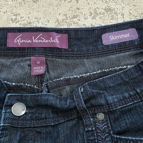 Gloria Vanderbilt Skimmer Capri Jeans Women's Size 16 Indigo Blue - Picture 3 of 8